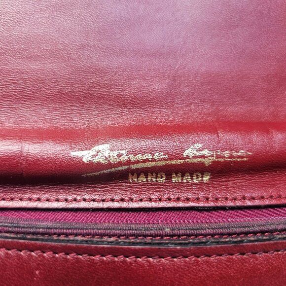 Vintage Etienne Aigner Burgundy Leather Accordion Purse Gold-Tone Hardware - Picture 8 of 15